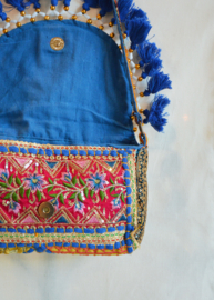 Boho Tasje - Blauw-geel met olifant