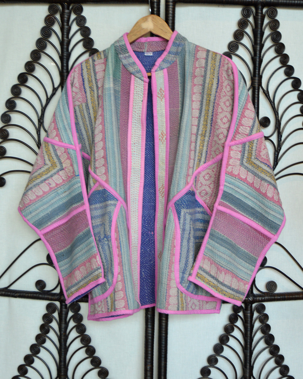 Vintage Kantha jasje lichtroze