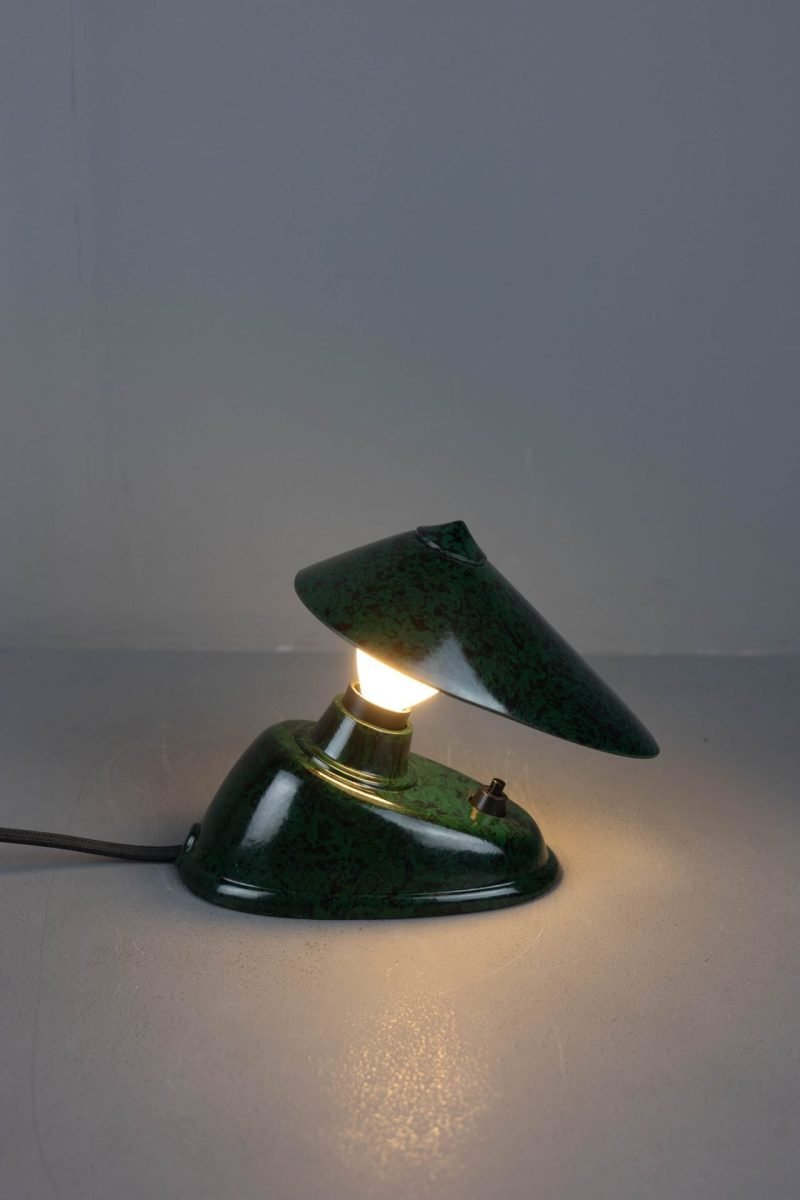 Bakeliet tafel of wandlampje zwart groen gewolkt