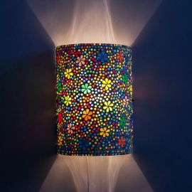 Wandlamp mozaiek cilinder Bloem