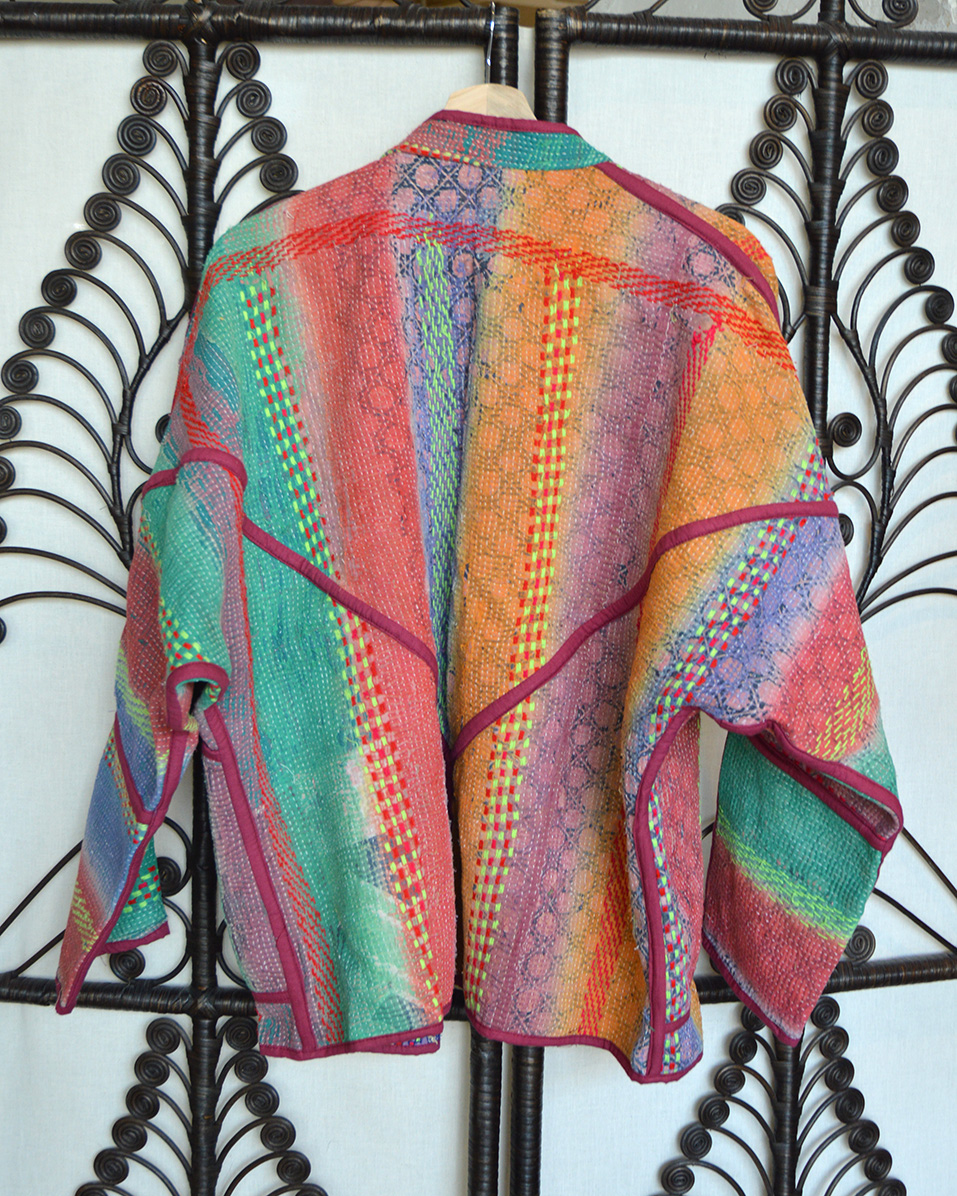 Vintage Kantha jasje rainbow