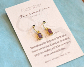 Birthstone oorbellen oktober - Toermalijn gold-plated