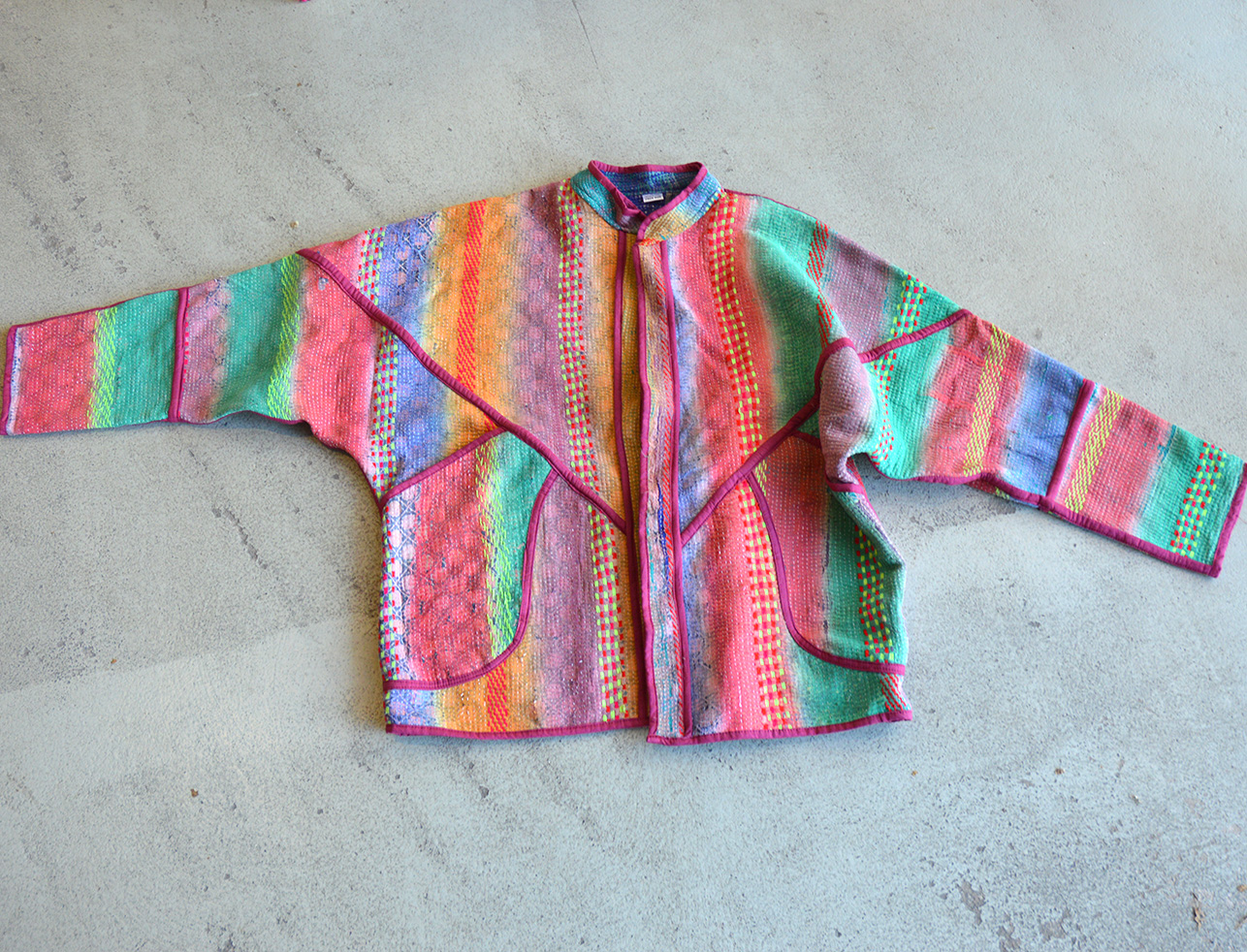 Vintage Kantha jasje rainbow