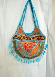 Boho Tas L - Blauw-oranje