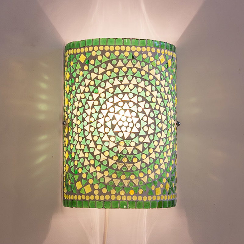 Zus Numeriek Ter ere van Wandlamp mozaiek cilinder Groen | Mozaïek Wandlampen | TIMELESS WONEN