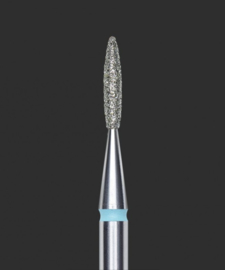 DIAMOND NAIL DRILL BIT, "FLAME" , BLUE, HEAD DIAMETER 2,1 MM/ WORKING PART 8 MM