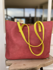 Bag in Bag shopper met geel hengsel