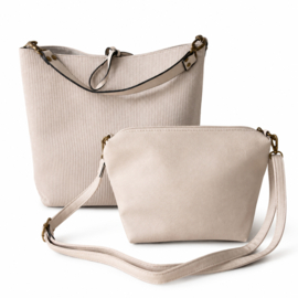 Bag in Bag tas Rib/glad reversible beige