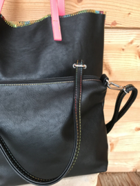 Bag in Bag shopper met fuchsia hengsel