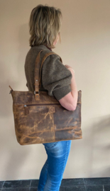 Leather Design Schouder/handtas Hunter Brown