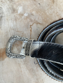 Riem leer vacht bruin/wit voor tas Leather Design