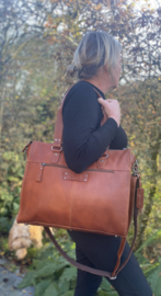 Bag2Bag Boston laptoptas Cognac