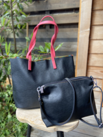 Bag in Bag shopper met fuchsia hengsel