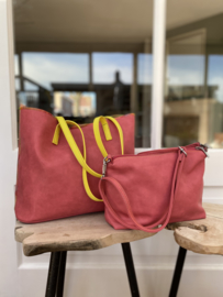 Bag in Bag shopper met geel hengsel