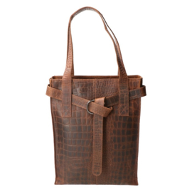 Leather Design Croco Brown Rugzak(laptoptas)