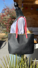 Bag in Bag shopper met fuchsia hengsel