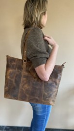 Leather Design Schouder/handtas Hunter Brown