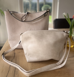 Bag in Bag tas Rib/glad reversible beige