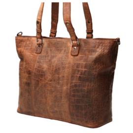 Leather Design Schouder/handtas Hunter Croco Brown