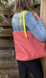 Bag in Bag shopper met geel hengsel