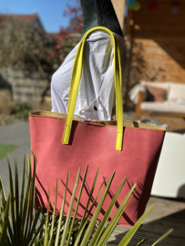 Bag in Bag shopper met geel hengsel