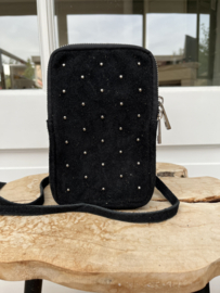 Telefoontasje suède met studs zwart