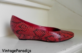 Rode sleehak snakeprint pumps (2192)