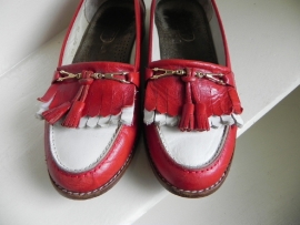 Vintage loafers instappers rood/wit (2015)