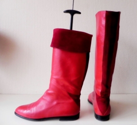 Vintage rode kalfsleren laarzen (nr. 1361)