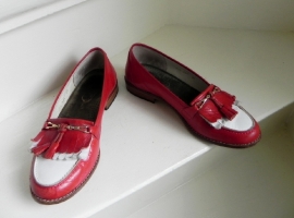 Vintage loafers instappers rood/wit (2015)