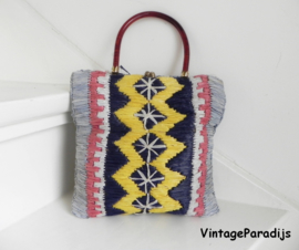 Vintage retro raffia tas (2313)