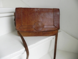 Capucinice stoere saddlebag schoudertas cognac