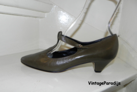 Fiordiluna t-strap mary jane olijfkleurige pumps (2528)