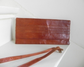 Vintage cognac clutch schoudertas (2118)