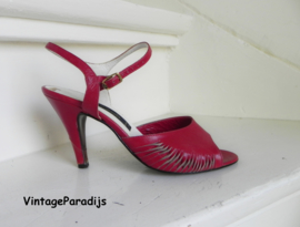 Veneto red slingback peeptoe pumps (2475)