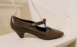 Fiordiluna t-strap mary jane olijfkleurige pumps (2528)