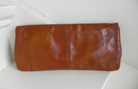 Vintage cognac clutch handtas (2355)