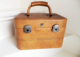 Grote cognac beauty case (2034)