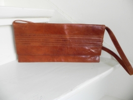 Vintage cognac clutch schoudertas (2118)