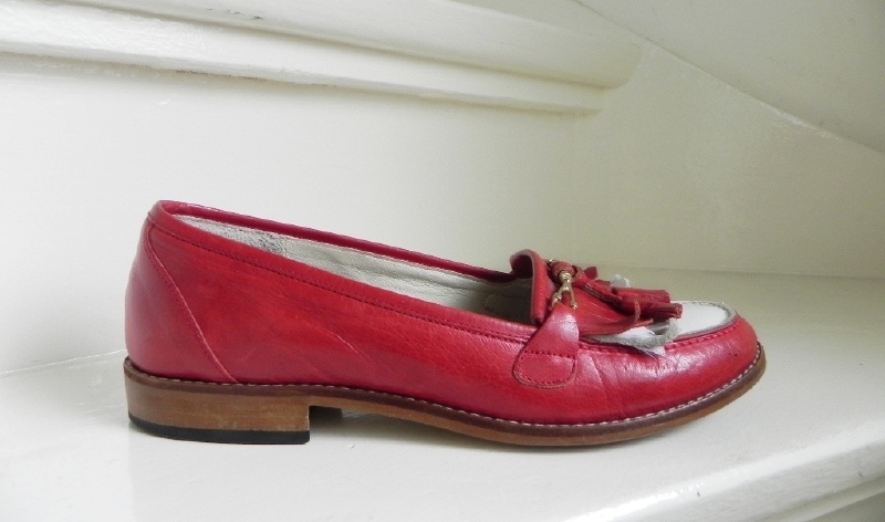 Snoep tent Disciplinair Vintage loafers instappers rood/wit (2015) | Verkochte vintage | Vintage  Paradijs