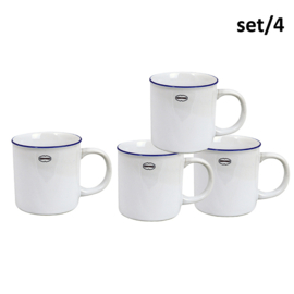 Set van 4 mokken emaille look - wit - Cabanaz