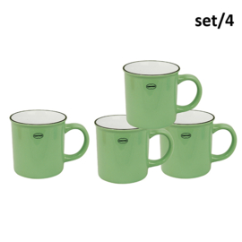 Set van 4 mokken emaille look - groen - Cabanaz