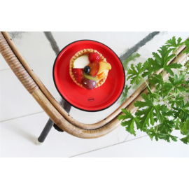 Cake plate - enamel look - scarlet red  - Cabanaz