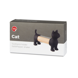 Tandenstokerhouder / Zoutstrooier - kat - zwart - Balvi