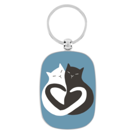 Key chain - black & white cat - Derriere la porte