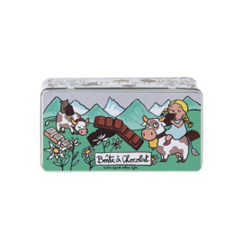 Chocoladeblik - boite a chocolat Alpes - Derriere la porte