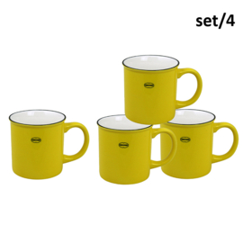 Set van 4 mokken emaille look - geel - Cabanaz