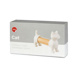 Tandenstokerhouder / Zoutstrooier - kat - wit - Balvi