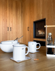 Set van 4 mokken emaille look - wit - Cabanaz
