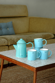 Theepot / koffiepot - emaille look - blauw - Cabanaz